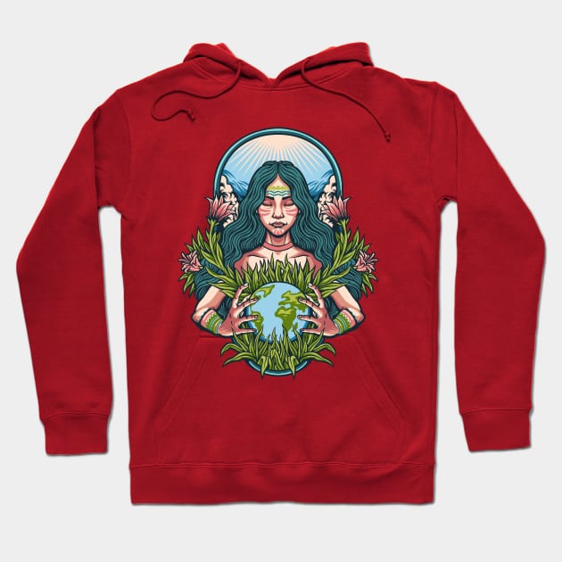 Mother earth illustration Hoodie by Mako Design 